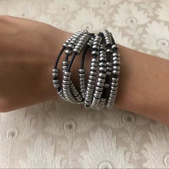 Silver Beaded Layered Bracelet - Picture 1 of 4